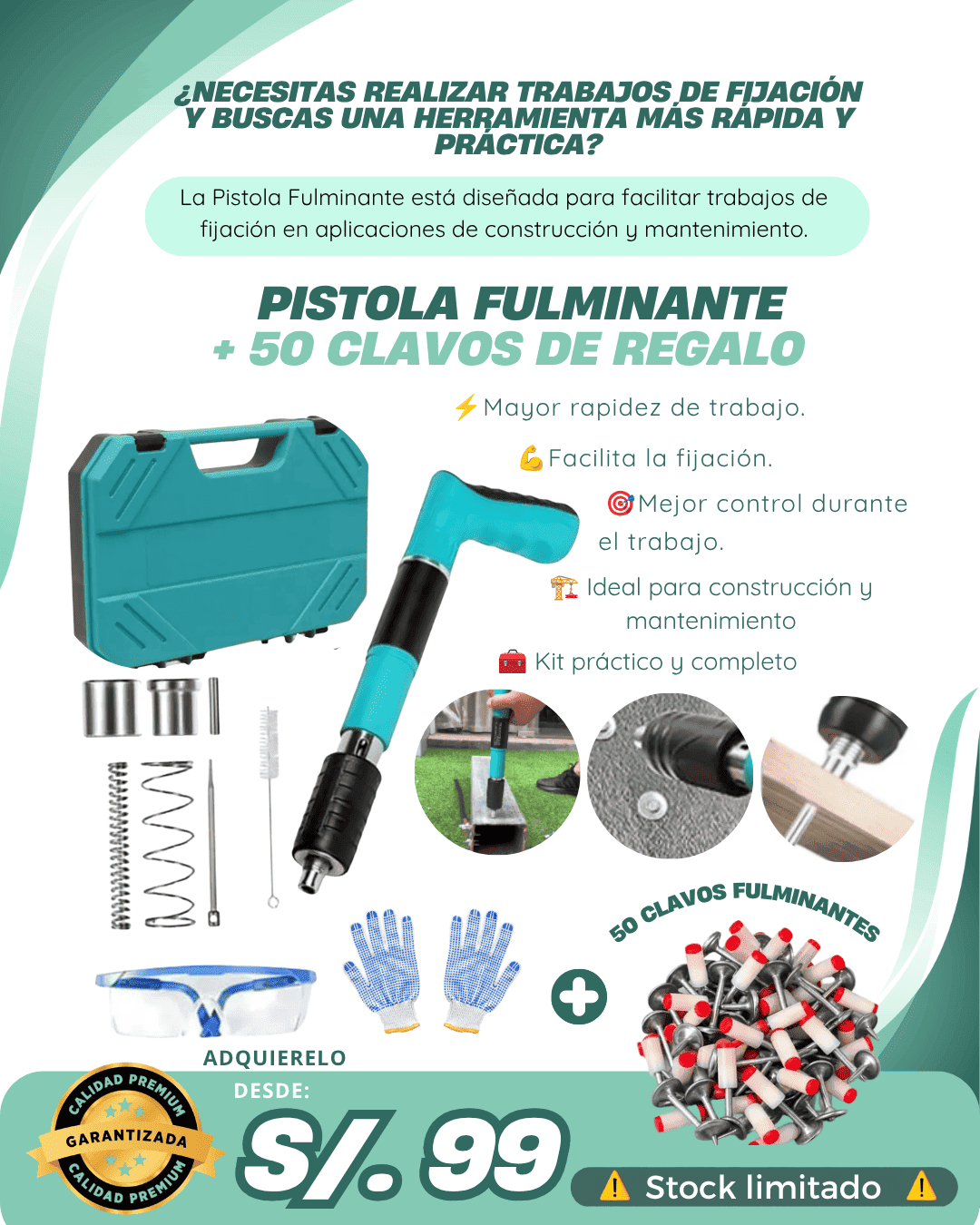 9istola Fulminante + 50 clavos