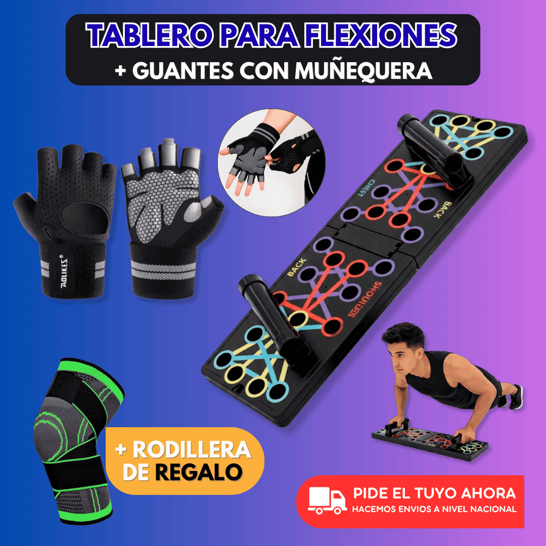 TABLERO PARA FLEXIONES MULTIFUNCIONAL PLEGABLE + GUANTES + RODILLERA GRATIS