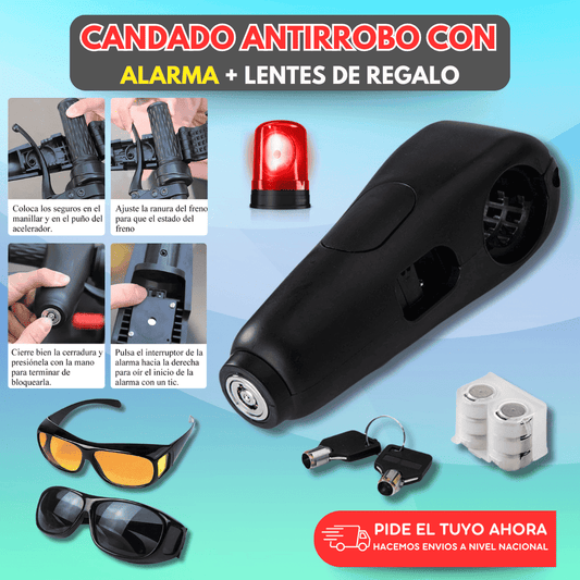 Candado Antirrobo con Alarma + Lentes HD GRATIS