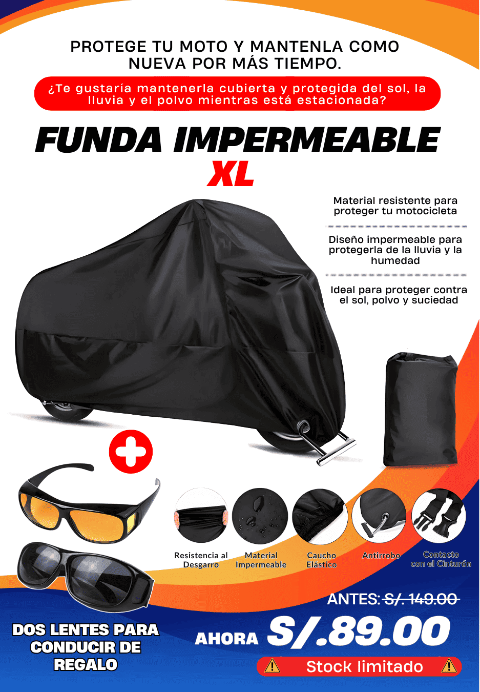 Funda Impermeable XL+ Lentes de regalo