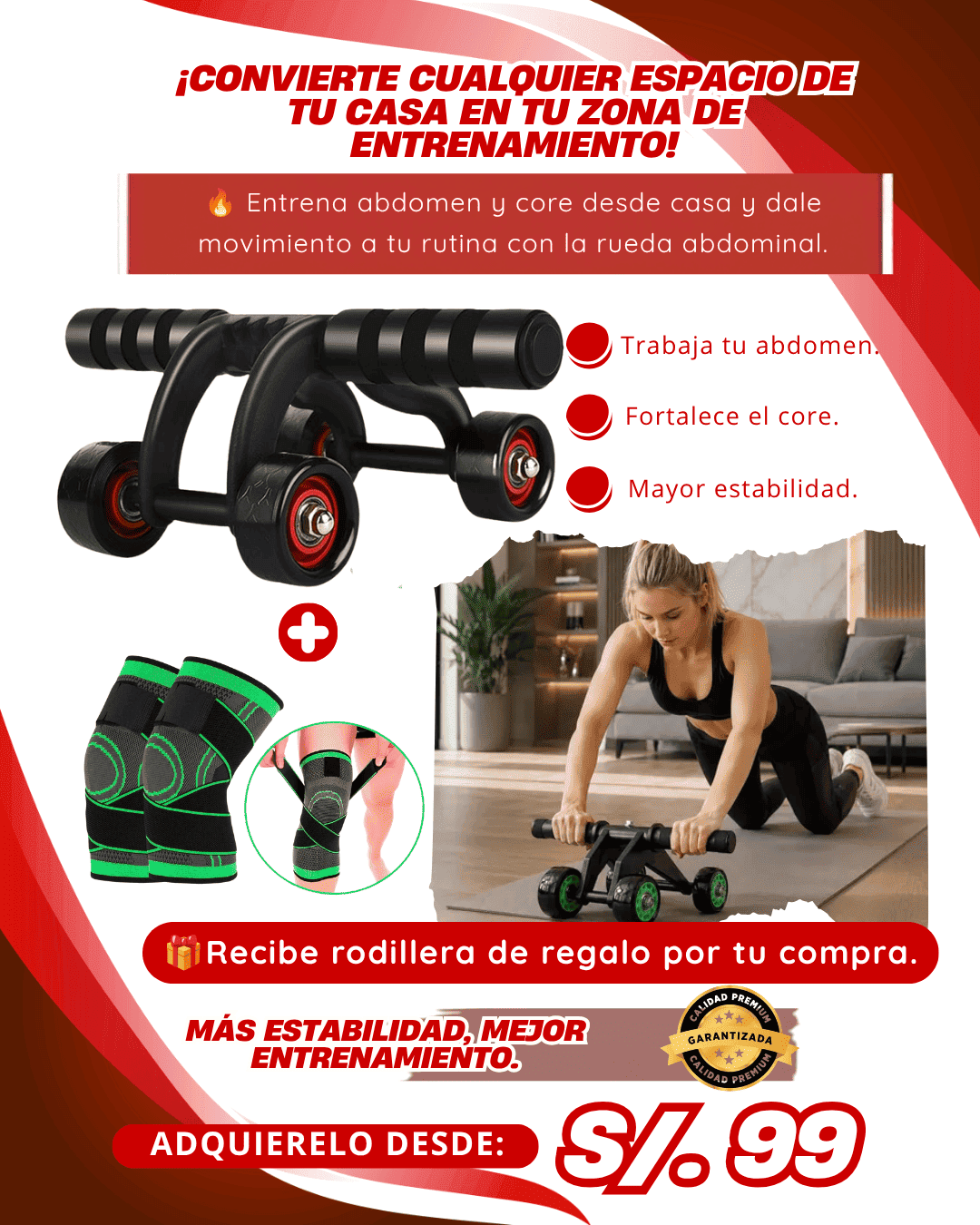 Rueda Abdominal + Rodillera de regalo