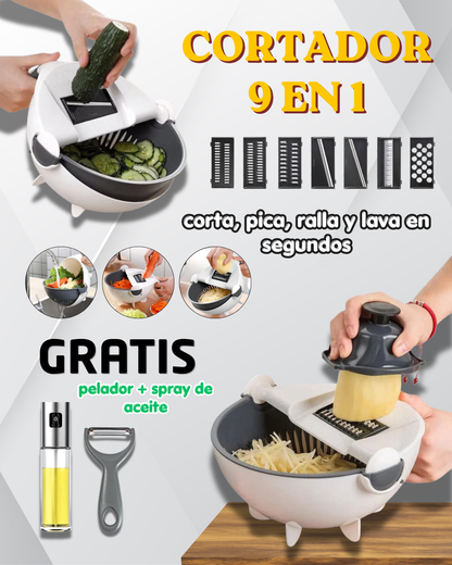 Chef Express – Cortador 9 en 1 y Dispensador de aceite