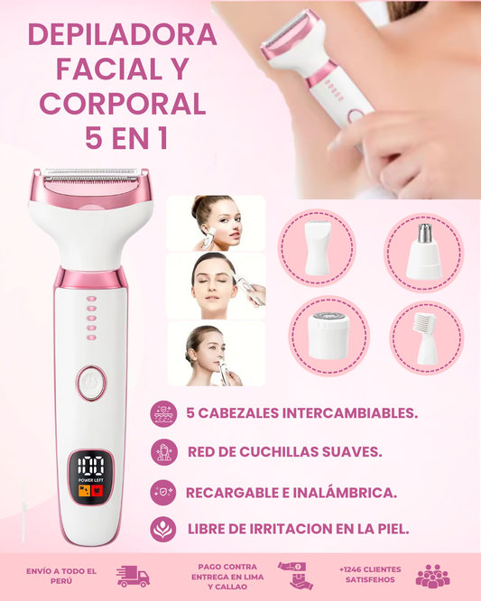 DEPILADORA FACIAL Y CORPORAL 5 EN 1