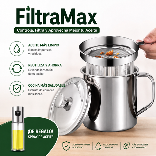 FiltraMax - Colador de Aceite + Spray de Regalo