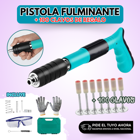 Pistola para fulminantes + 100 clavos de regalo