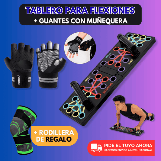 TABLERO PARA FLEXIONES MULTIFUNCIONAL PLEGABLE + GUANTES + RODILLERA GRATIS