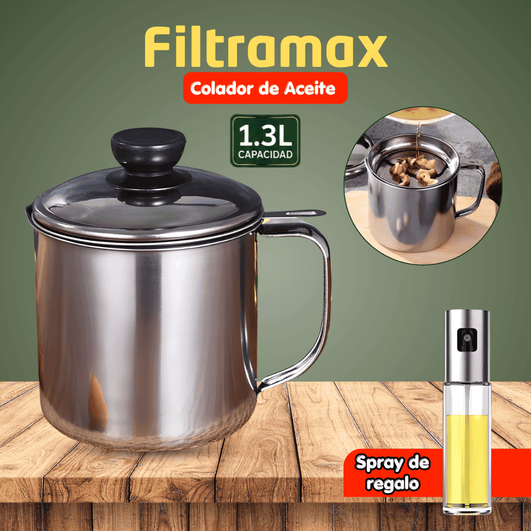 FiltraMax - Colador de Aceite + Spray de Regalo